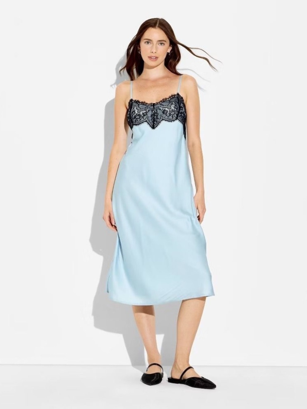 Women's Lace Trim Midi Slip Dress - A New Day™